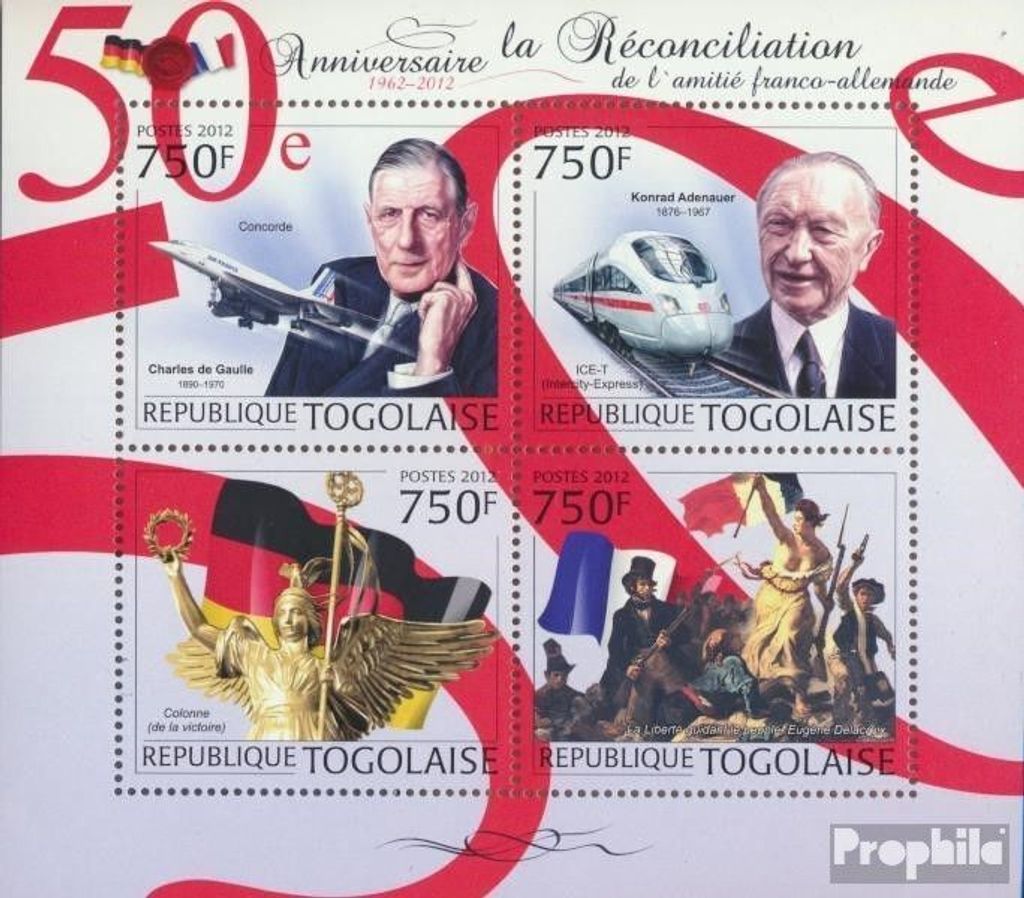 Briefmarken Togo 2012 Mi 4558-4561 Kleinbogen (kompl. Produktbild 