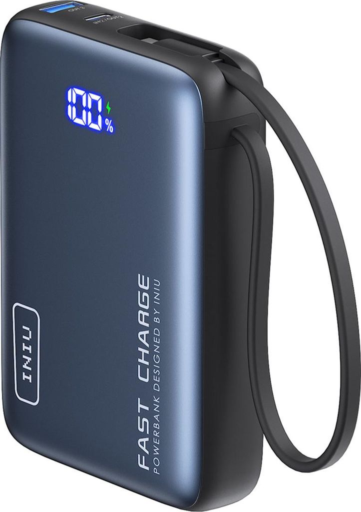 Iniu, Pocket Powerbank 20000mAh 2x USB-A/USB-C mit Kabel, Produktbild 