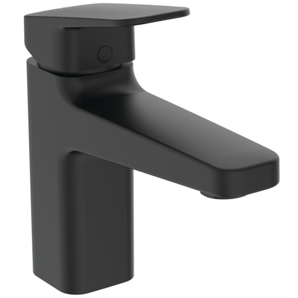 Ideal Standard Waschtischarmatur Ceraplan ohne Ablaufgarnitur BlueStart H90, Ausladung 124mm BD224XG Schwarz (Silk Black)