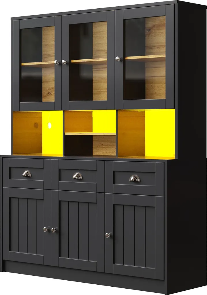 Buffet de cuisine complet avec éclairage LED et niche pour micro-ondes - 9