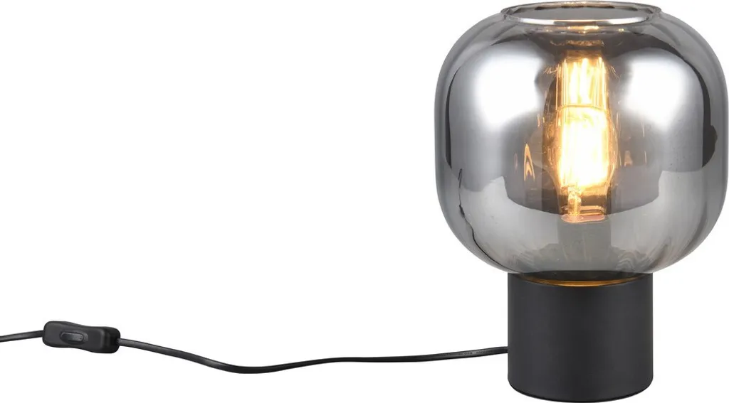 Lampada da Tavolo DIVA Trio Nera | Vetro Cromato per Soggiorno E27