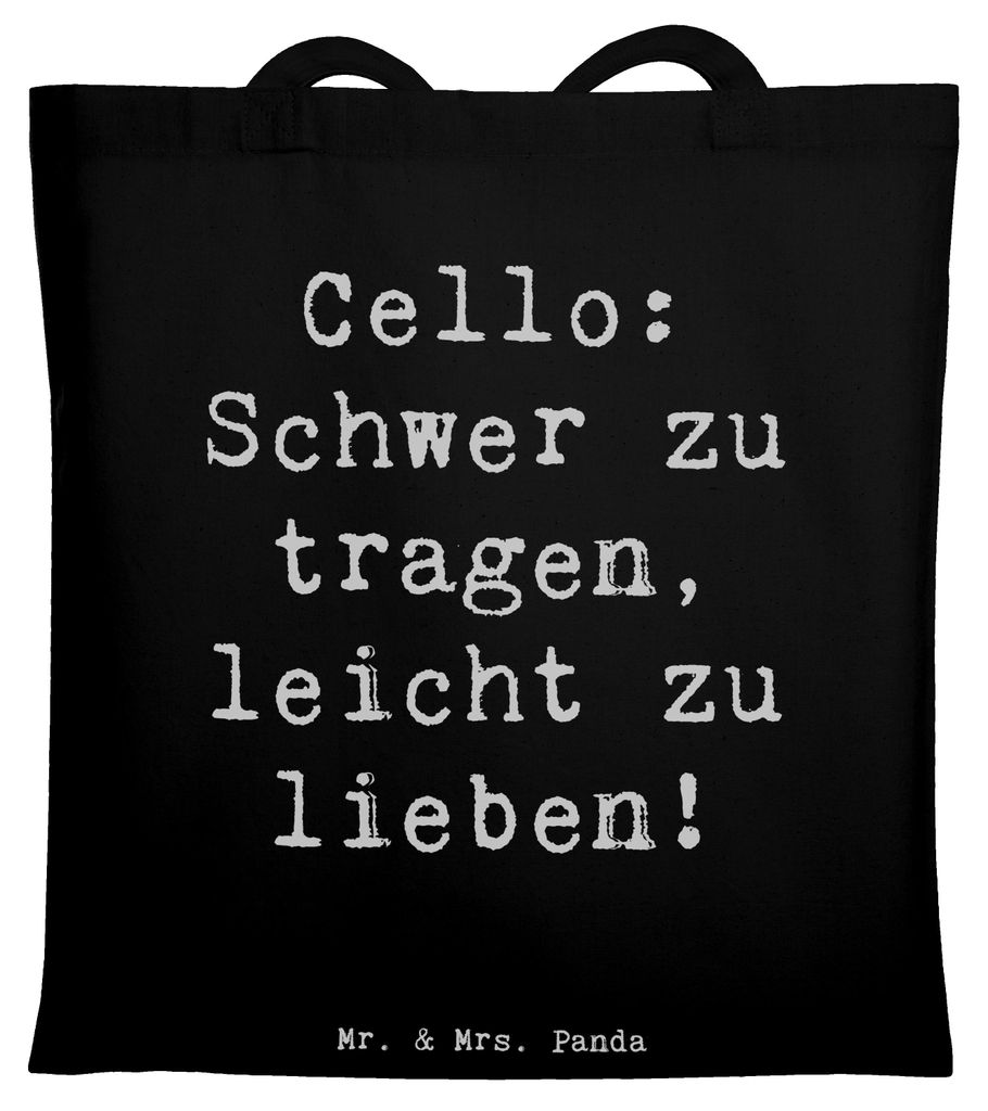 Mr. & Mrs. Panda Beutel Spruch Cello Liebe - Schwarz - Geschenk, Streichinstrument, dokumententasche, Einkaufstasche, Lernen, Orchester, Solo, Tote...