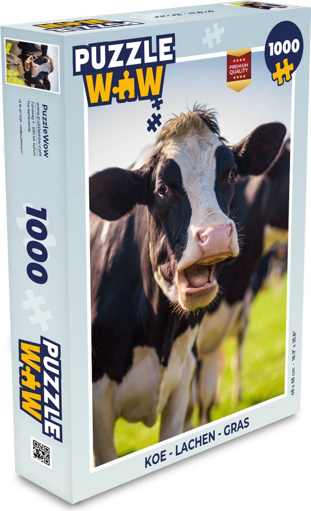 MuchoWow Puzzle 1000 Teile Kuh - Lächeln - Gras - Spielzeug - Alt und Jung - Spiele - Puzzeln