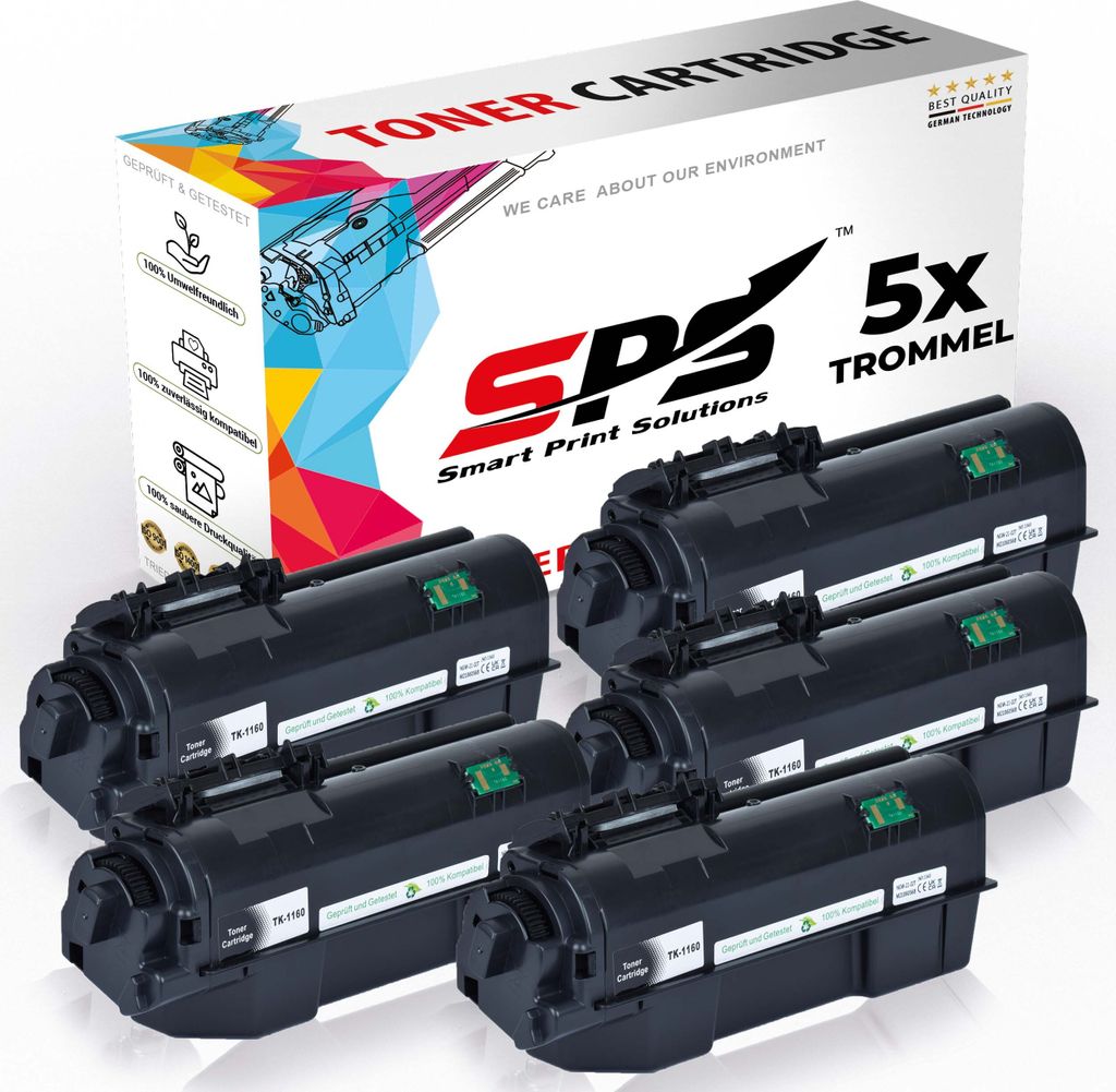 5x Kompatibel Kyocera 1T02RY0NL0 TK-1160 Toner Schwarz für Kyocera Ecosys P2040DN