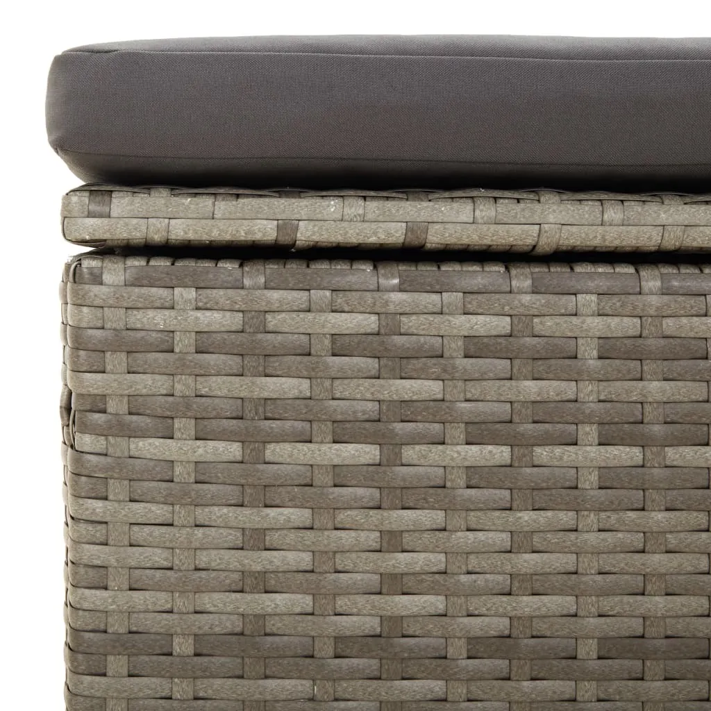 Tabouret extérieur en polyrotin résistant gris avec coussin de siège - 15