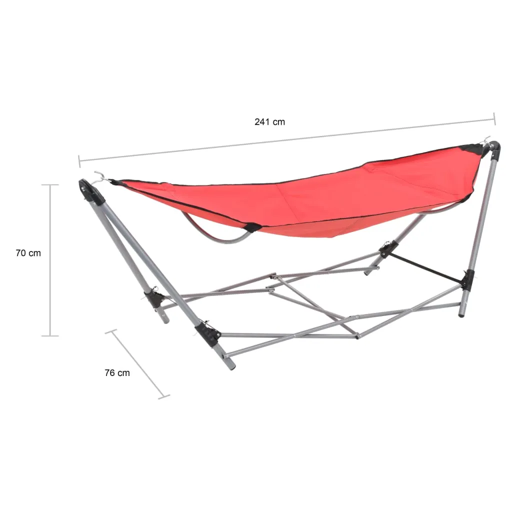 Hamac pliable et compact avec structure en acier rouge vidaXL - 11