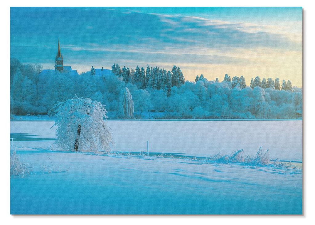 POSTER - 84x59 cm (A1) - And - Winterlandschaft, Ruhe, Himmel, See, Bäume - Wandbild für Wohnzimmer Schlafzimmer & Flur, Modernes Poster Wanddeko...