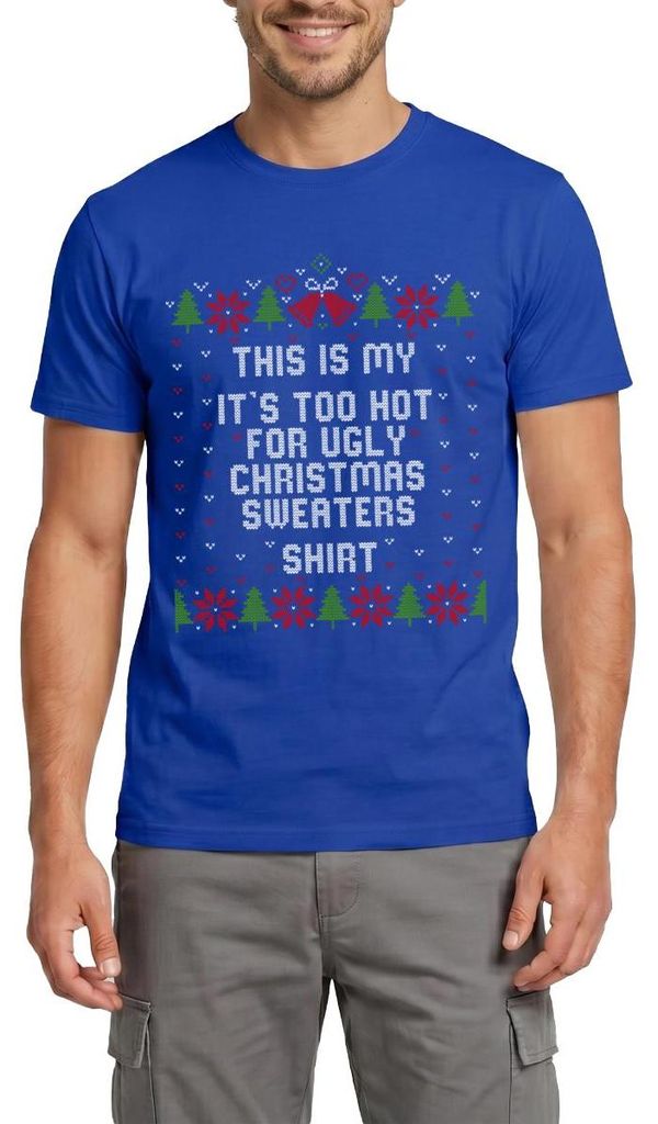 Spreadshirt Too Hot For Ugly Christmas Sweaters Männer T-Shirt, XXL, Dunkelblau