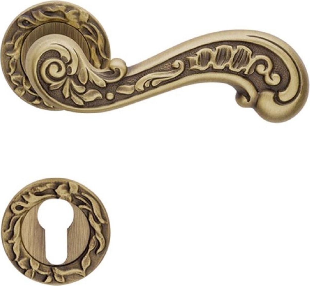 Casa Padrino Barock Türklinken Set Messing Patiniert 14 x H. 5,3 cm - Barock Deko Accessoires