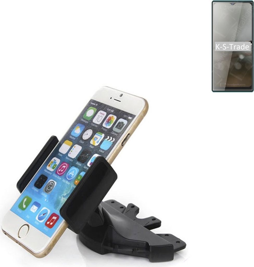 K-S-Trade CD Schlitz Halterung kompatibel mit Cubot P50 Autohalterung KFZ-Halter Radio Handy Halterung 360° drehbar schwarz