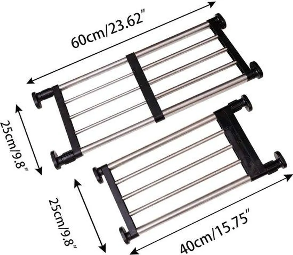 Étagère de cuisine métallique extensible 40-60 cm, noire réglable