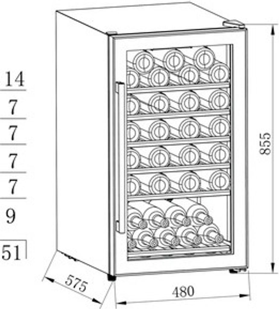 Weinkühlschrank PKM WKS52-2 BxHxT 48 x 85,5 x 57,5 cm Produktbild 3