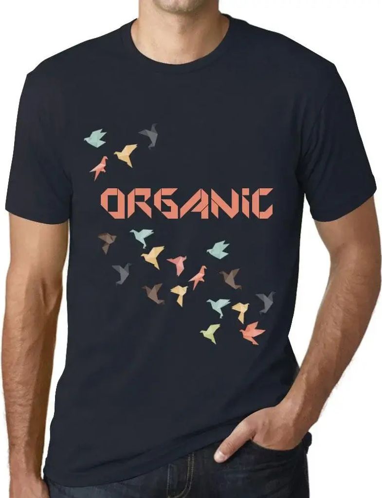 Herren Grafik T-Shirt Origami Bio – Origami Organic – Öko-Verantwortlich Vintage Jahrgang Kurzarm Lustige Druck Geburtstag Geschenk Mann