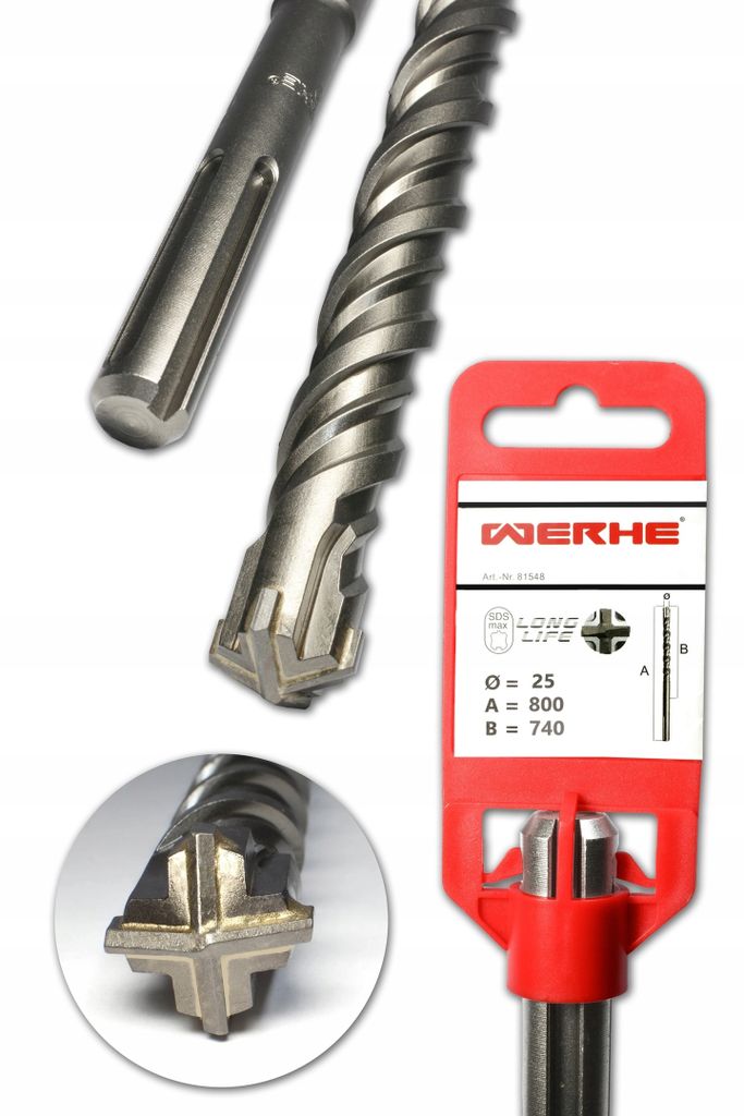 WERHE SDS Max punta a croce per calcestruzzo 25x800 mm Immagine del prodotto 