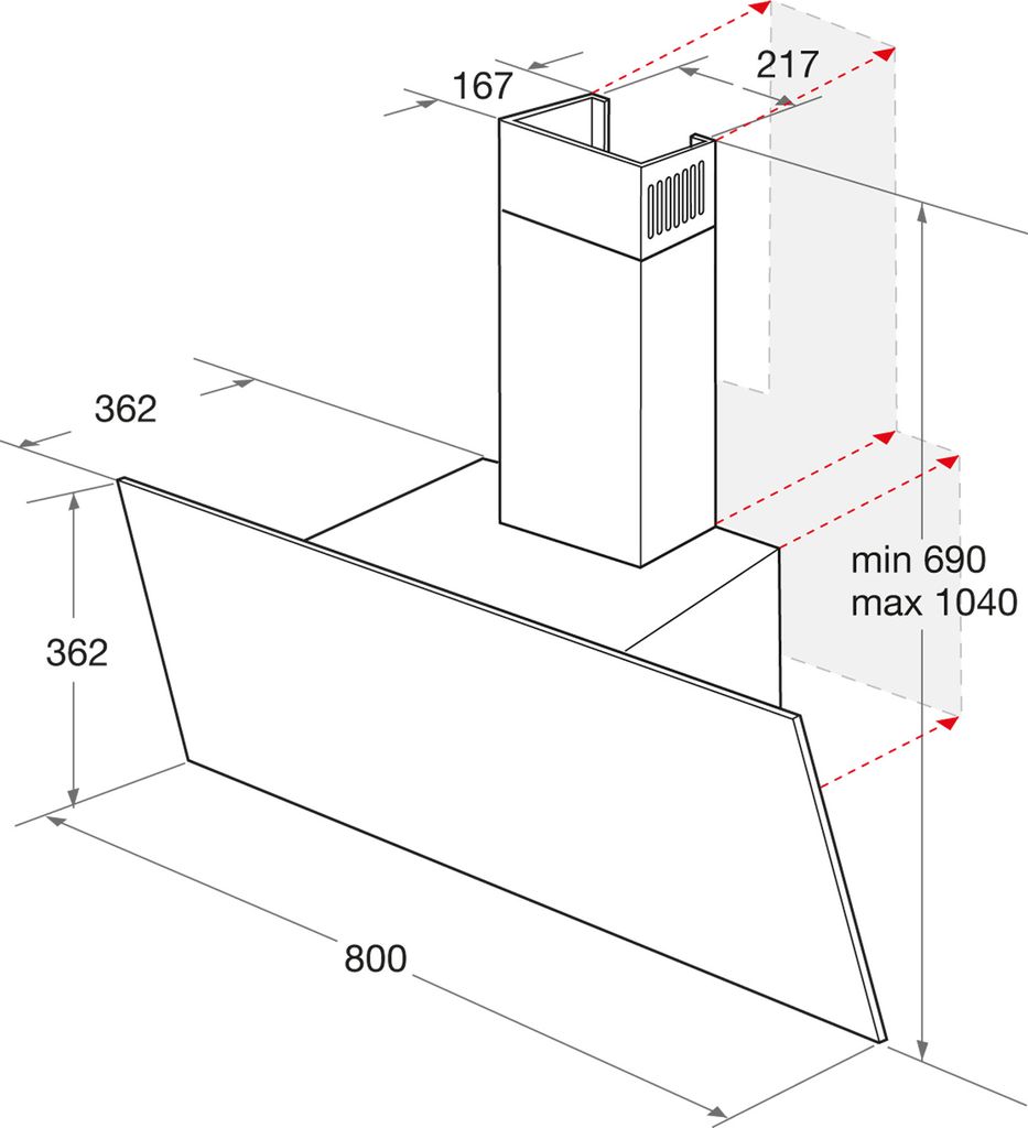 Dunstabzugshaube-Kopffrei 80 cm Abluft- und Umluftbetrieb Produktbild 2