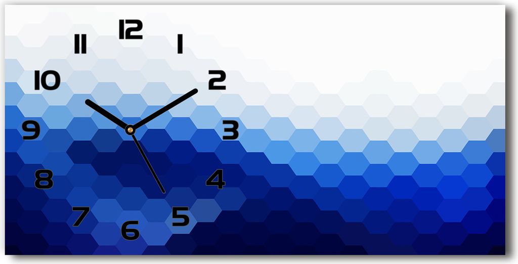 Wanduhr aus Glas – 60x30 cm - Glasbild - Glasuhr - Gehärtetes Glas - schwarze-zeiger - Cubes Hintergrund