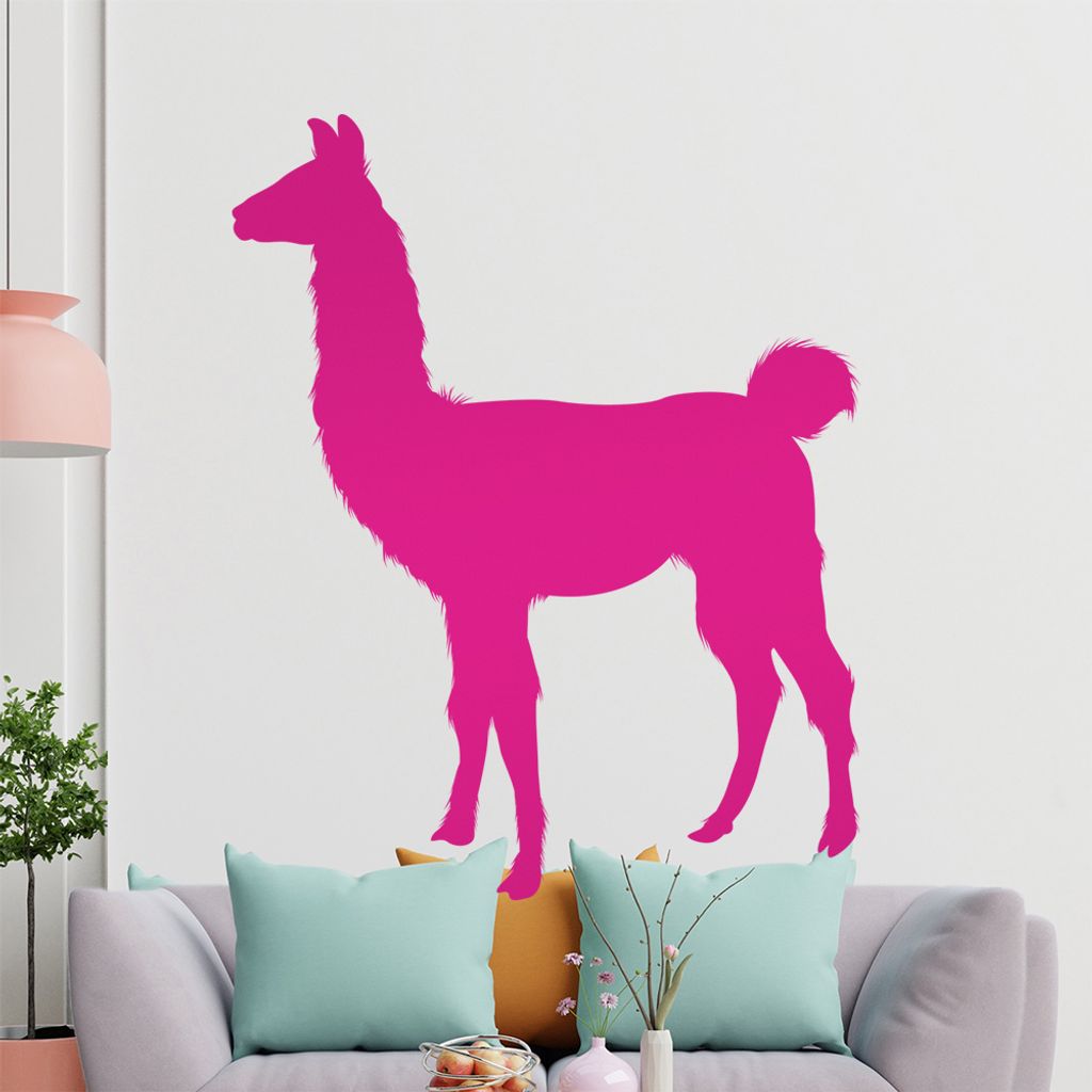 KIWISTAR Lama Silhouette - Spucken Kamel Alpaca Wandtattoo in 6 Größen - Wandaufkleber Wall Sticker - Dekoration, Küche, Wohnzimmer, Schlafzimme...