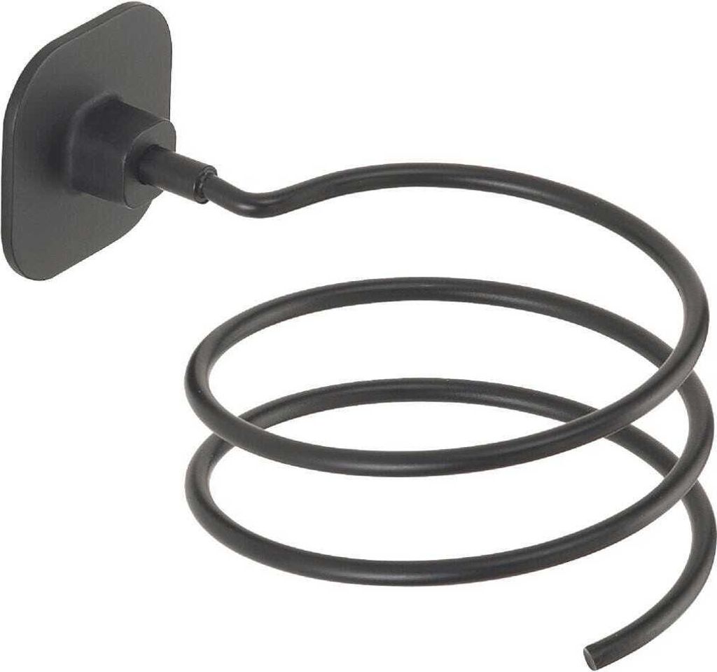 Edelstahl-Föhnhalter für Wandmontage in Mattschwarz | Timo