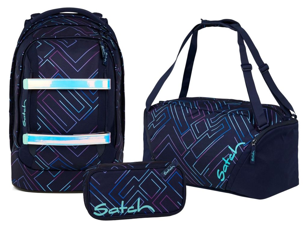 Satch, Schulrucksack-Set PACK Purple Laser 3-teilg, ab 5. Produktbild 