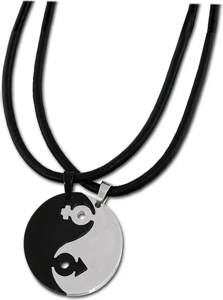 Collana Amello Yin Yang: Simbolo Equilibrio Acciaio Argento Nero