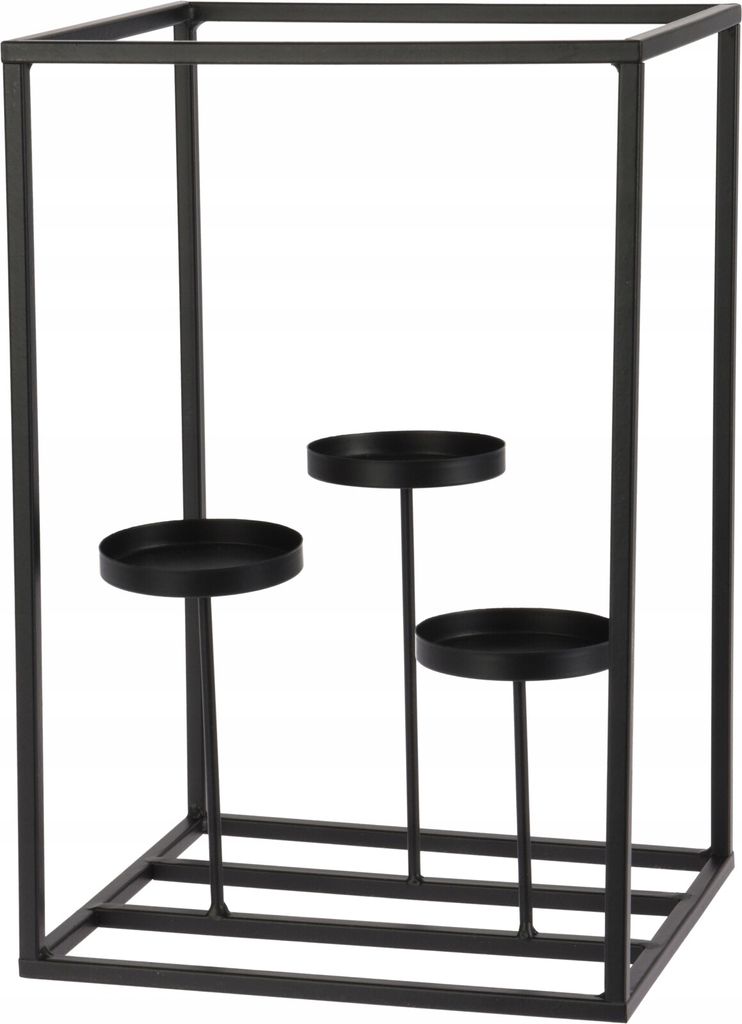 Eleganter Kerzenständer für 3 Kerzen, schwarzes Metall Produktbild 