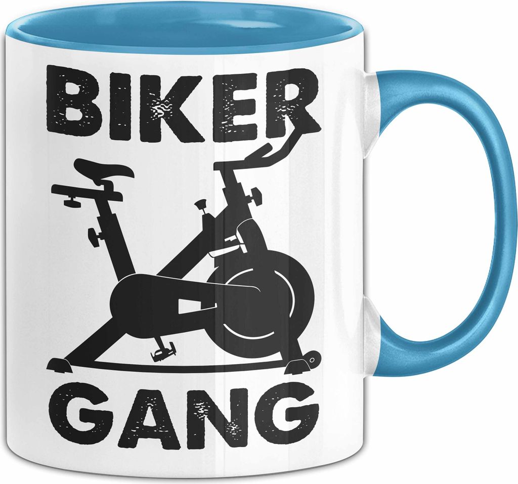 Biker Gang Tasse Geschenk Cardio Zuhause Fitness-Bike Geschenkidee Becher (Blau)