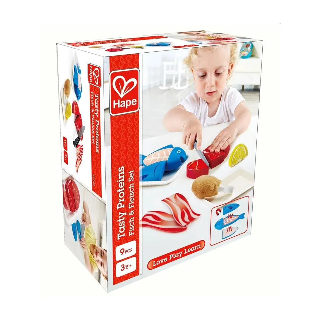 Set Poisson et Viande Hape avec Aliments à Découper Scratch en Bois - 17