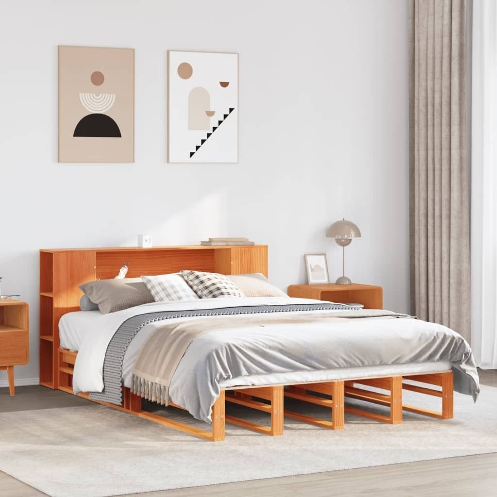 Maison Exclusive - Massivholzbett ohne Matratze Wachsbraun 140x190 cm Massivholz