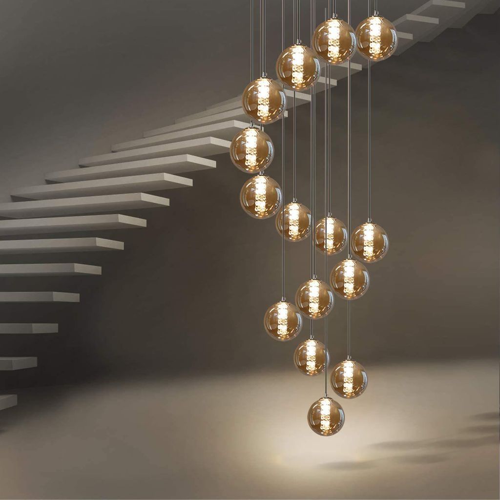Suspension ZMH, salon, 15 lumières, couleur ambre, hauteur Image du produit 