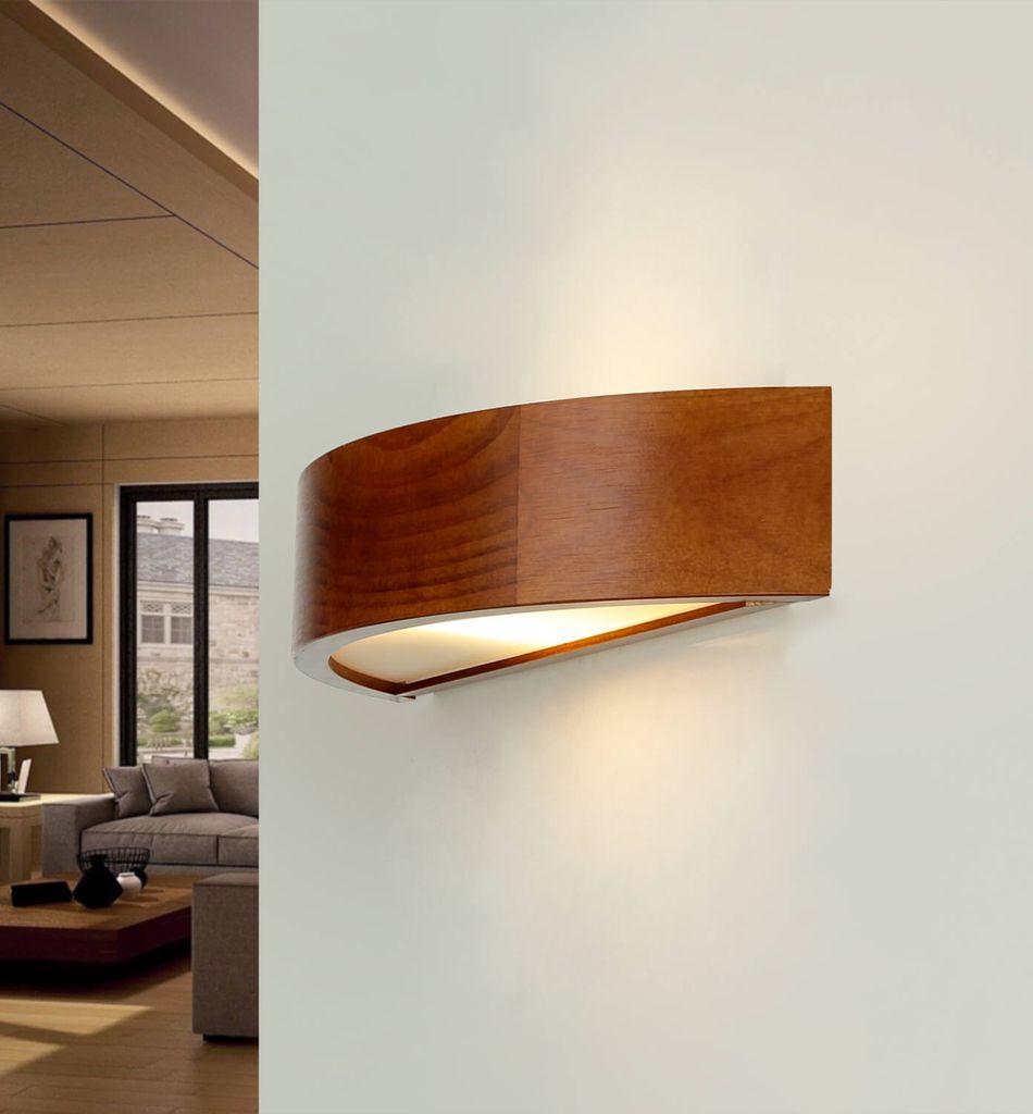 Wandlampe E27 Natur Holz Modern Wandleuchte