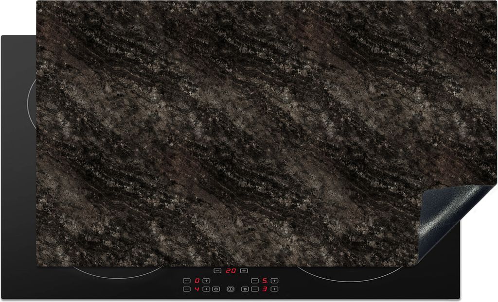 KitchenYeah Herdabdeckplatte Granit - Marmor - Muster - Schwarz , 91x52cm, Küche Deko, Glaskeramikkochfeld Herdabdeckung, Abdeckplatte fùr Koch...