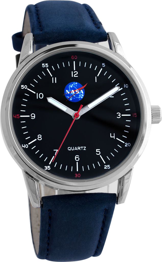 NASA Herrenarmbanduhr mit Lederarmband Astronaut Weltall Produktbild 