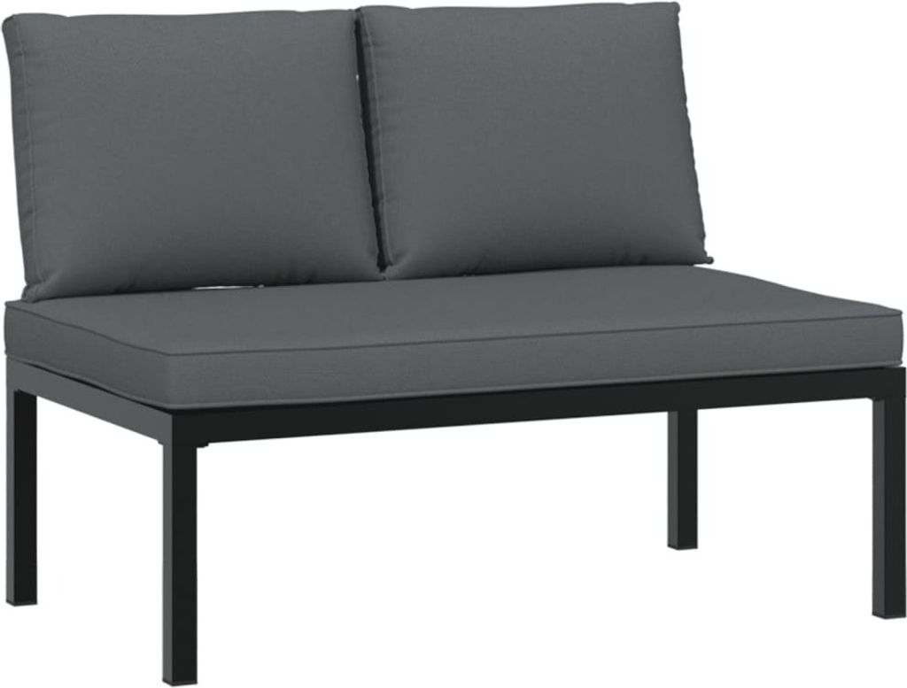 vidaXL Gartenbank mit Kissen Schwarz Aluminium