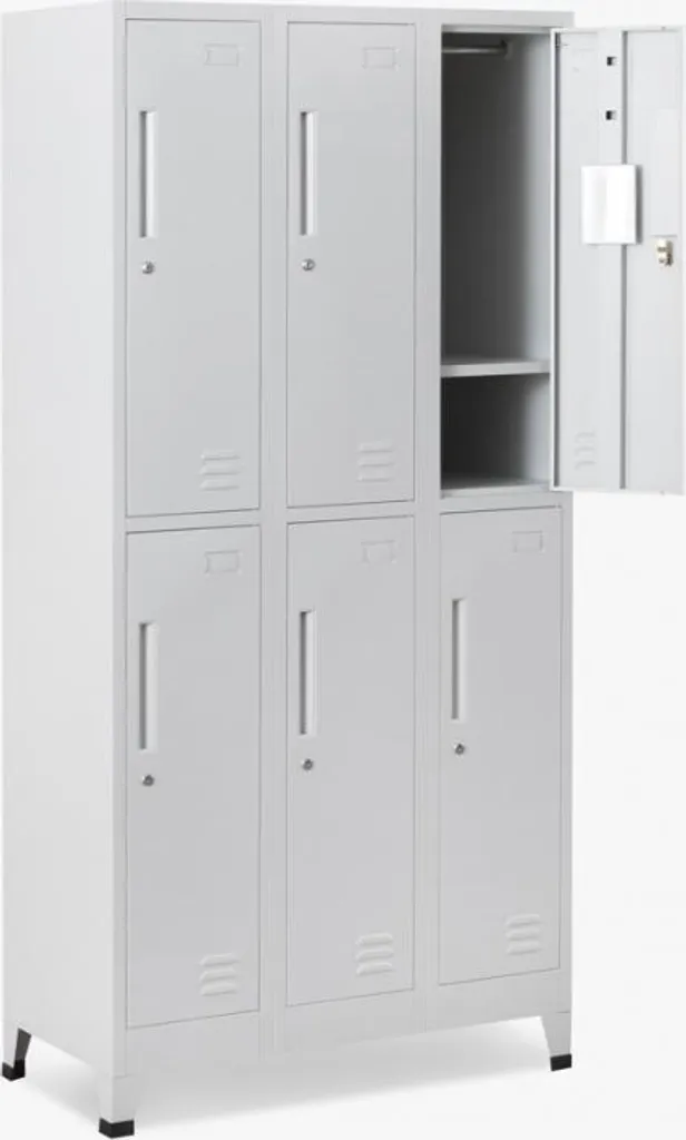 Casiers de rangement 6 portes acier 90x45 H180 avec serrure de sûreté