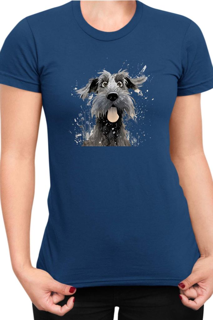 Damen T-Shirt Funny Dogs Breeds Giant Schnauzer Dog Breed, Lady M / Dunkelblau