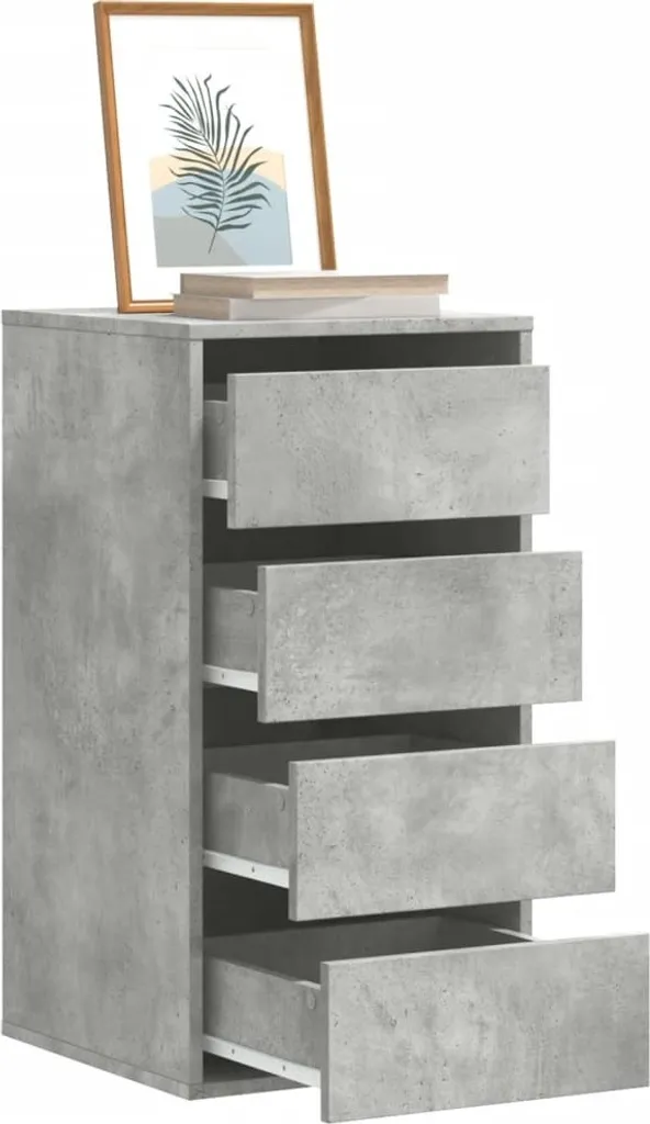 Cassettiera per Casa e Ufficio Grigio Cemento 40x41x76 cm in Legno