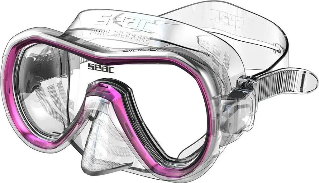 Masque Seacsub Giglio avec Verre Trempé et Silicone Souple Rose pour Enfant