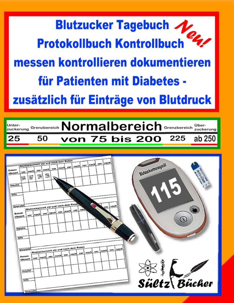 Blutzucker Tagebuch Protokollbuch Kontrollbuch  messen Produktbild 