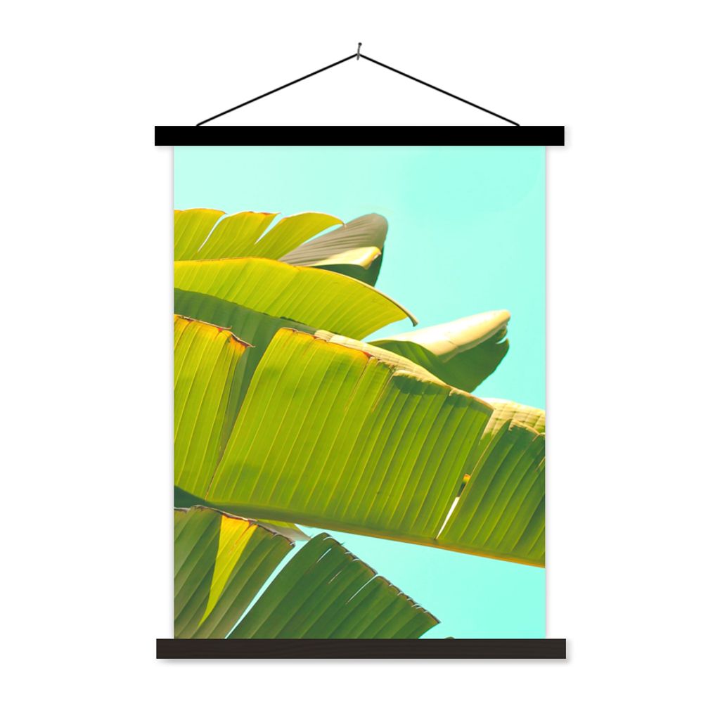 MuchoWow Textilposter Bananenblatt - Blätter - Tropisch - Sommer 60x80 cm mit schwarzem Rahmen - Plakathalter
