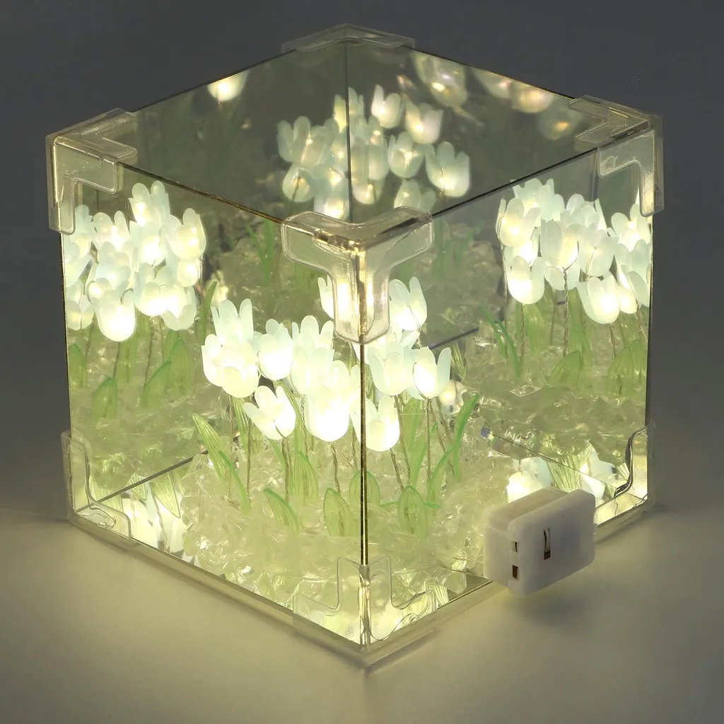 Lampada Notturna A Tulipano Con Effetto Specchio Infinito - Luce LED A Forma Di Nuvola, Regalo Fai Da Te (Batterie Non Incluse)
