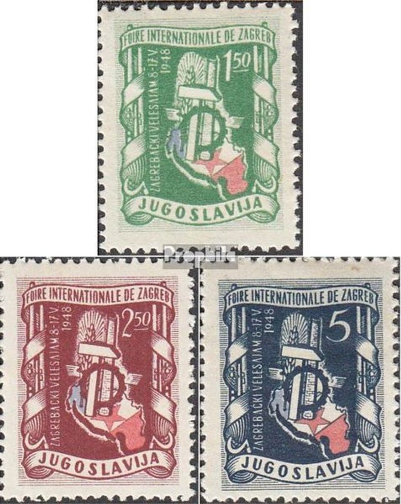 Briefmarken Jugoslawien 1948 Mi 539-541 (kompl.Ausg.) postfrisch Zagreb