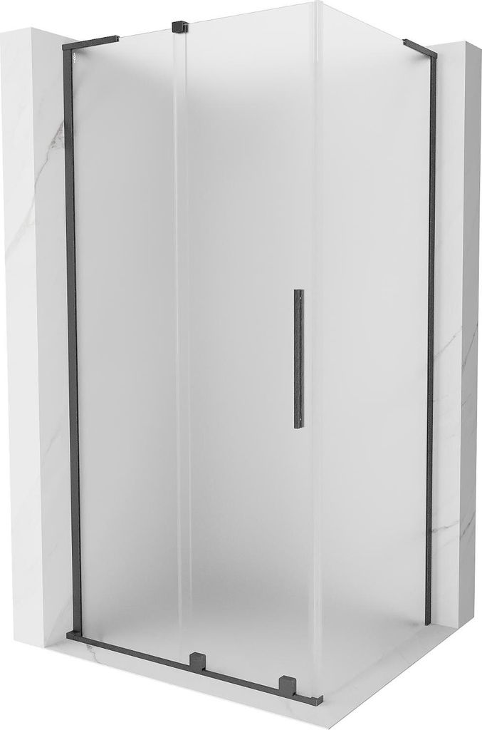 Mexen Velar L Schiebeduschkabine 90 x 85 cm, mattiert, gebürstet gun gray - 871-090-085-33-66