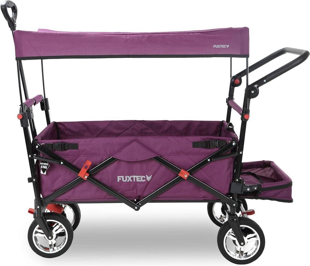 FUXTEC Bollerwagen FX-CT800 mit UV-geschütztem Sonnendach,Schiebegriff & Innenraumverlängerung Purpur