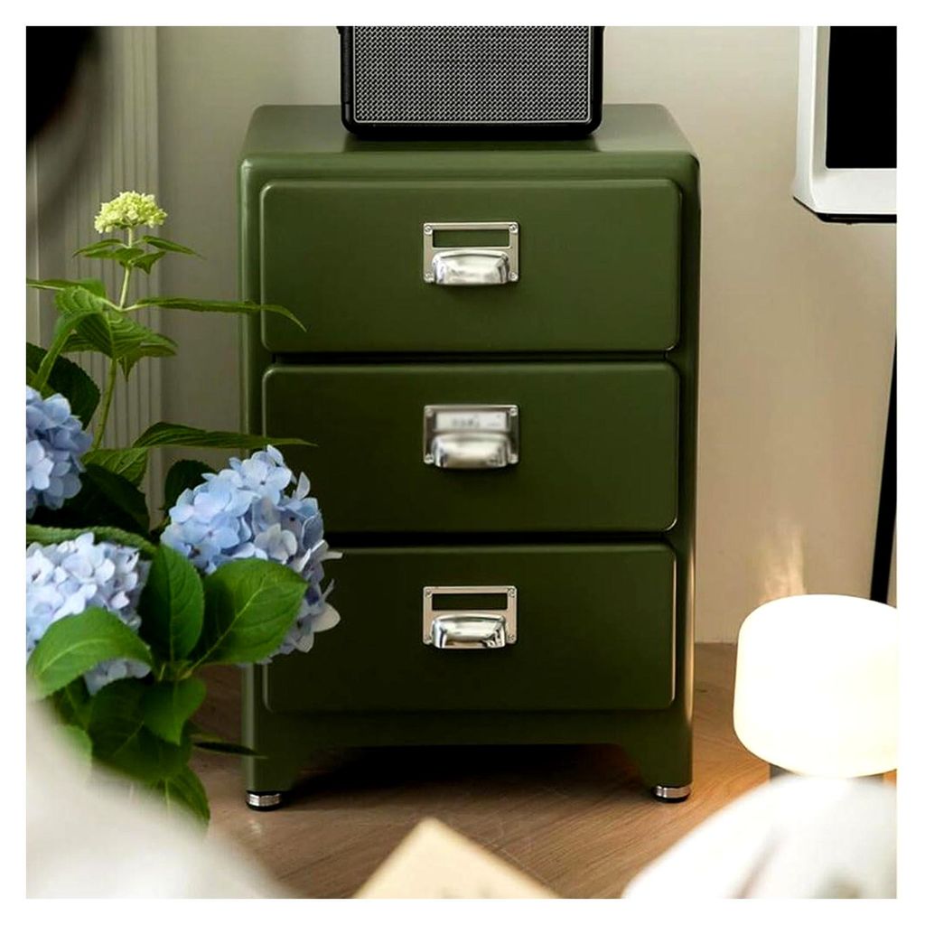 Bunter Nachttisch für das Schlafzimmer, kleine Kommode mit Schubladen, moderner Beistelltisch, Organizer mit 3 Schubladen, geeignet für Schrank u...