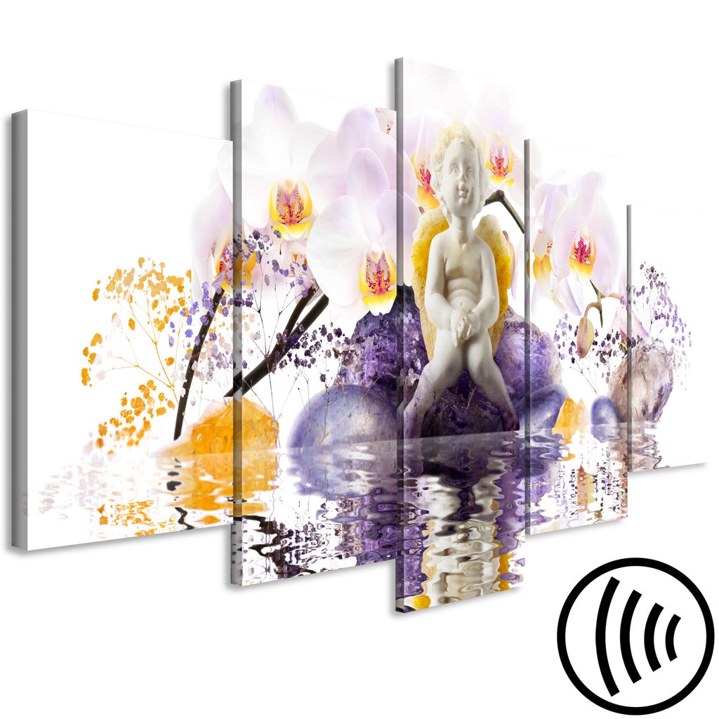Akustikbild Engel 200x100 cm Bilder Akustikschaum Hochleistungsschallabsorber Schallschutz Leinwand 5 tlg Wandbild Raumakustik Schalldämmung Blume...