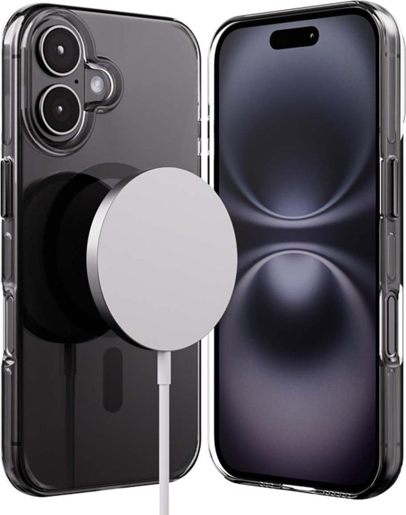 Crong, Clear MAG Pro Hülle iPhone 16 MagSafe kompatibel, Schwarz transparent