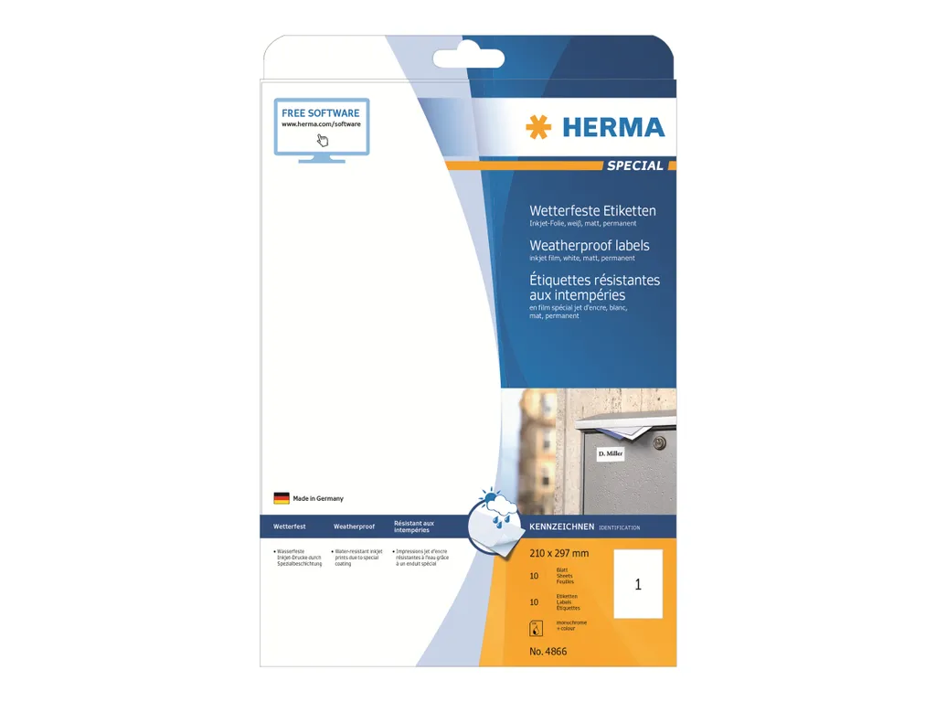 Fornitura 10pz Etichette Herma 4866 A4 Resistenti Agenti Atmosferici