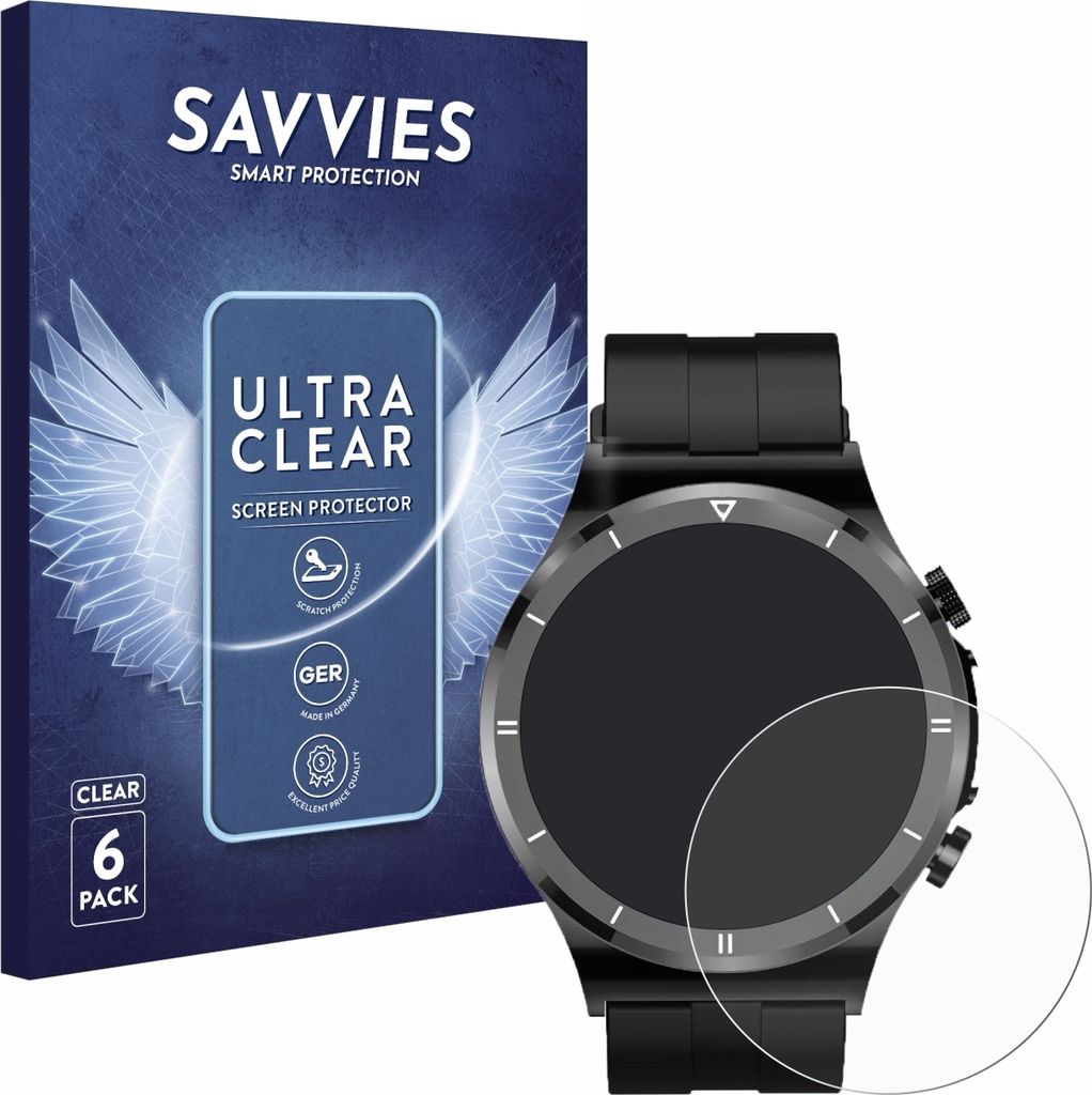 6x Für Sanorum Smartwatch 1.39" Schutzfolie Savvies Produktbild 