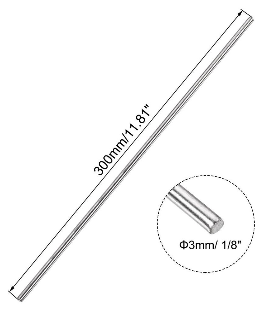 2 Stš¹ck 304 Metallstangen Garten, 3mm x 300mm Metallst?be fš¹r DIY Handwerk, Motorrad, Deko, Garten
