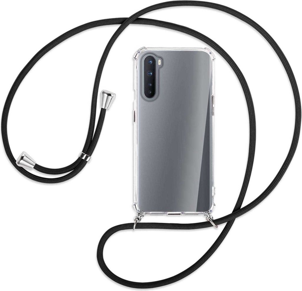 Handykette Backcover-Schutzhülle mit Band (Metall silberfarben) für OnePlus Nord 5G / OnePlus Z - schwarz